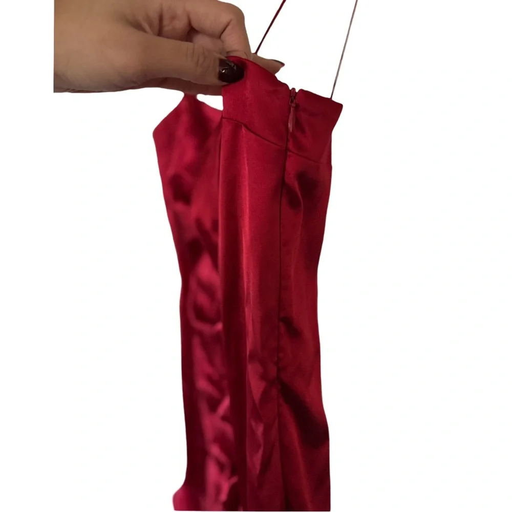 Morgan & Co. Red Satin‎ Ruched Mini Dress